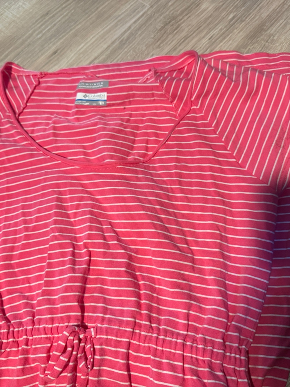 Pink & White Striped Drawstring Dress